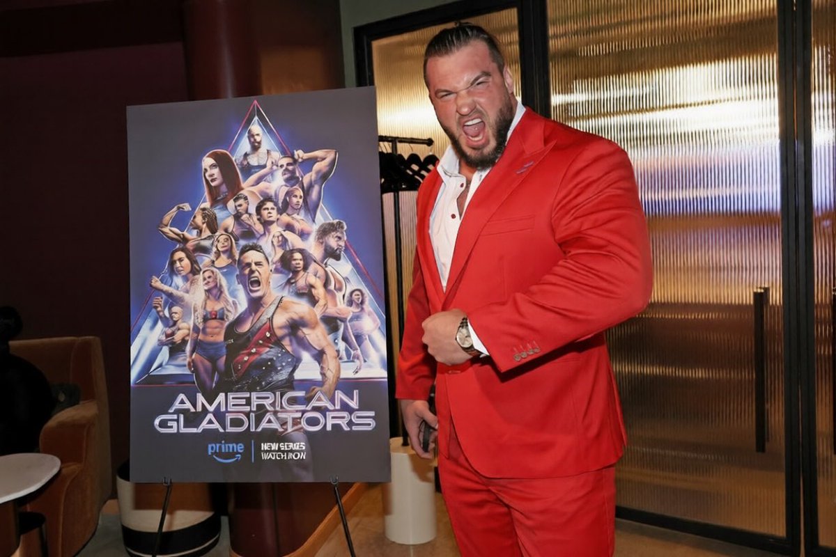 ManBehindMayhem's tweet photo. The best decision right now is to watch #AmericanGladiators on Amazon Prime. If you don’t, you’ll feel the pain of Fang. https://t.co/fmPjxTFTma