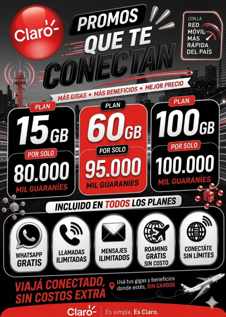 GIOSWALLBELEZA's tweet photo. 💎 NUESTROS PLANES:
💰 80.000 ⮕ 15 GB ⚡
💰 95.000 ⮕ 60 GB ⚡
💰 100.000 ⮕ 100 GB ⚡ 
💰 150.000 ⮕ 200 GB ⚡
💰 200.000 ⮕ 400 GB ⚡
​🔹 Llamadas ilimitadas 
🔹 WhatsApp gratis 
🔹Roaming gratis
🔹 Prime Video &amp; Paramount+ 🎞️

​Escríbime
 https://t.co/SUa7NmycRc https://t.co/Pxic1tfpVn
