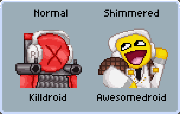 Weegee_Doll's tweet photo. Someone call for a droid? A Killdroid?

I made a sequel to the Terraria resource pack that replaces another NPC with Killdroid!

Download the resource pack here!
https://t.co/S0RHnaHjVj

#dieofdeath #dod #terraria https://t.co/wuprbfjKjd