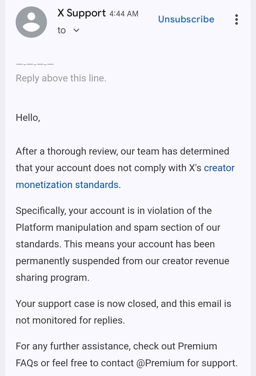 SKithiyon56925's tweet image. So here after  i can't earn? @grok 

#XSupport | #TwitterMonetization | #CreatorEconomy | #AccountSuspended | #MonetizationProblems | #SpamPolicy | #XPremium