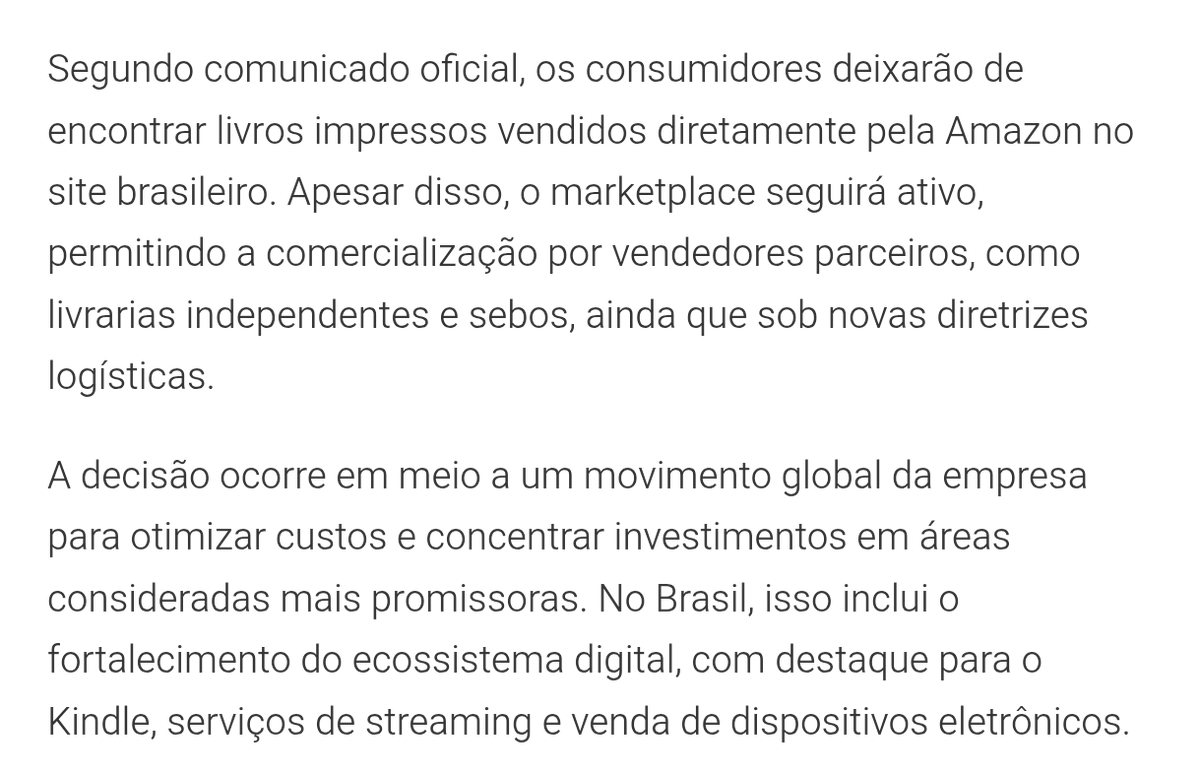 br_laurentino's tweet photo. @fulmiefulfu Gente nao mudou quase nada. É só o encerramento da venda de livro físico VENDIDOS PELA AMAZON (calma)

Sabe quando encontra um livro e ta vendido por amazon? Só isso que nao vai ter. As outras empresas como a própria editora vão continuar vendendo livro físico na Amazon. Só isso https://t.co/y7eJS85wZ7