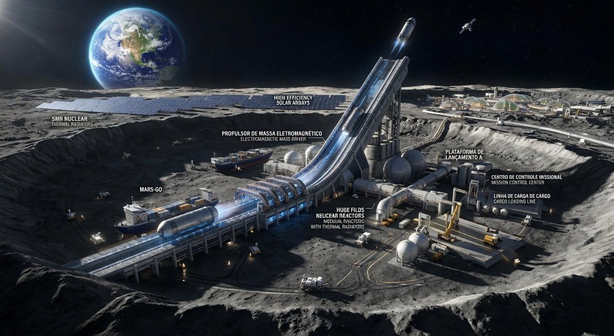 CastilhoSu_'s tweet image. A gravidade da Terra é uma armadilha; a da Lua é um degrau. Nosso Propulsor de Massa Eletromagnético já está enviando suprimentos para Marte sem gastar uma gota de combustível químico. A logística interplanetária acaba de mudar para sempre. 🌌 #SpaceLogistics #Future #MoonBase