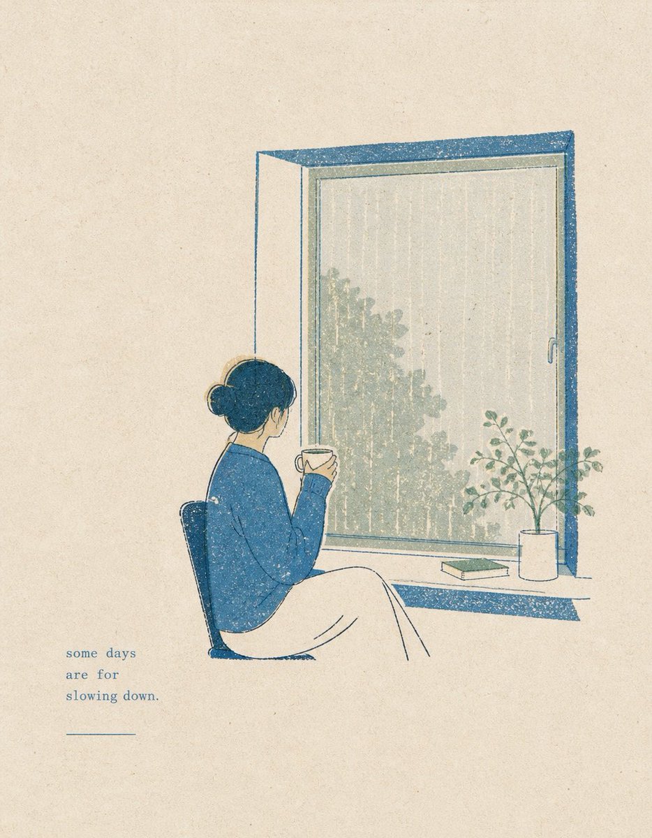 Minimalist Risograph Print Style Illustration