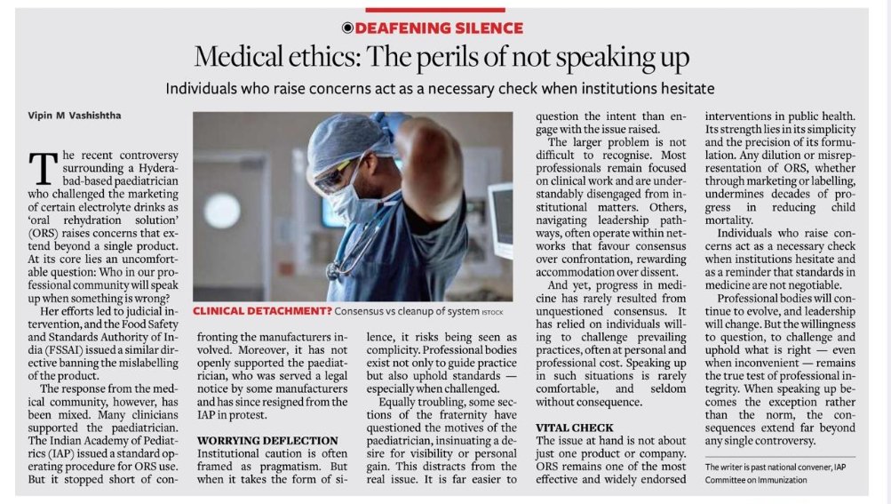Medical ethics : The perils of not speaking up! 
Professional bodies will continue to evolve, and leadership will change, but the willingness to question, to challenge, and uphold what is right - even when inconvenient- remains the true test of professional integrity!
Dr Vipin M