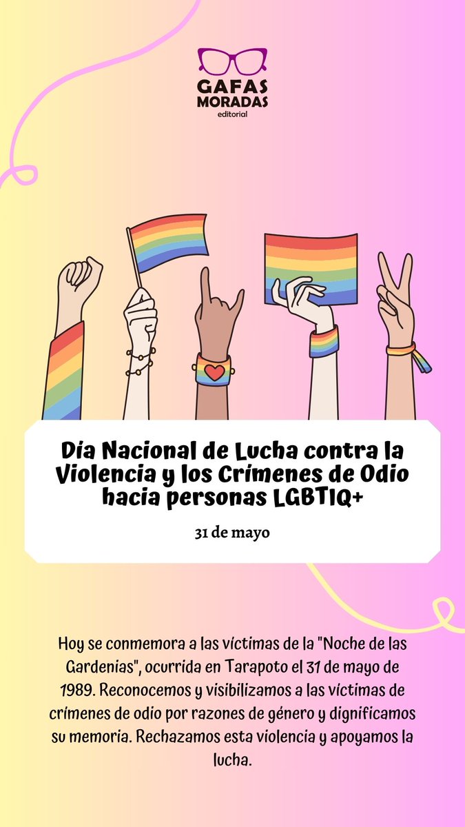 EdGafasMoradas's tweet photo. Hoy, en Perú, conmemoramos a las víctimas de la "Noche de las Gardenias" en el Día Nacional de Lucha contra la Violencia y los Crímenes de Odio hacia personas LGBTIQ+ https://t.co/J3Yet6eFwb