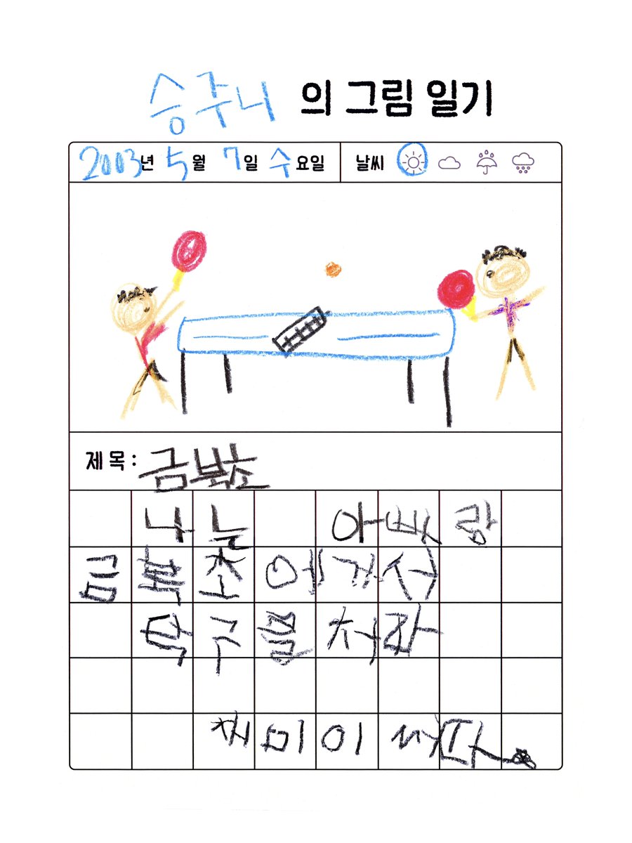 🏓 승준이의 그림 일기

#온앤오프 #ONF
#승준 #SEUNGJUN
#어린이날