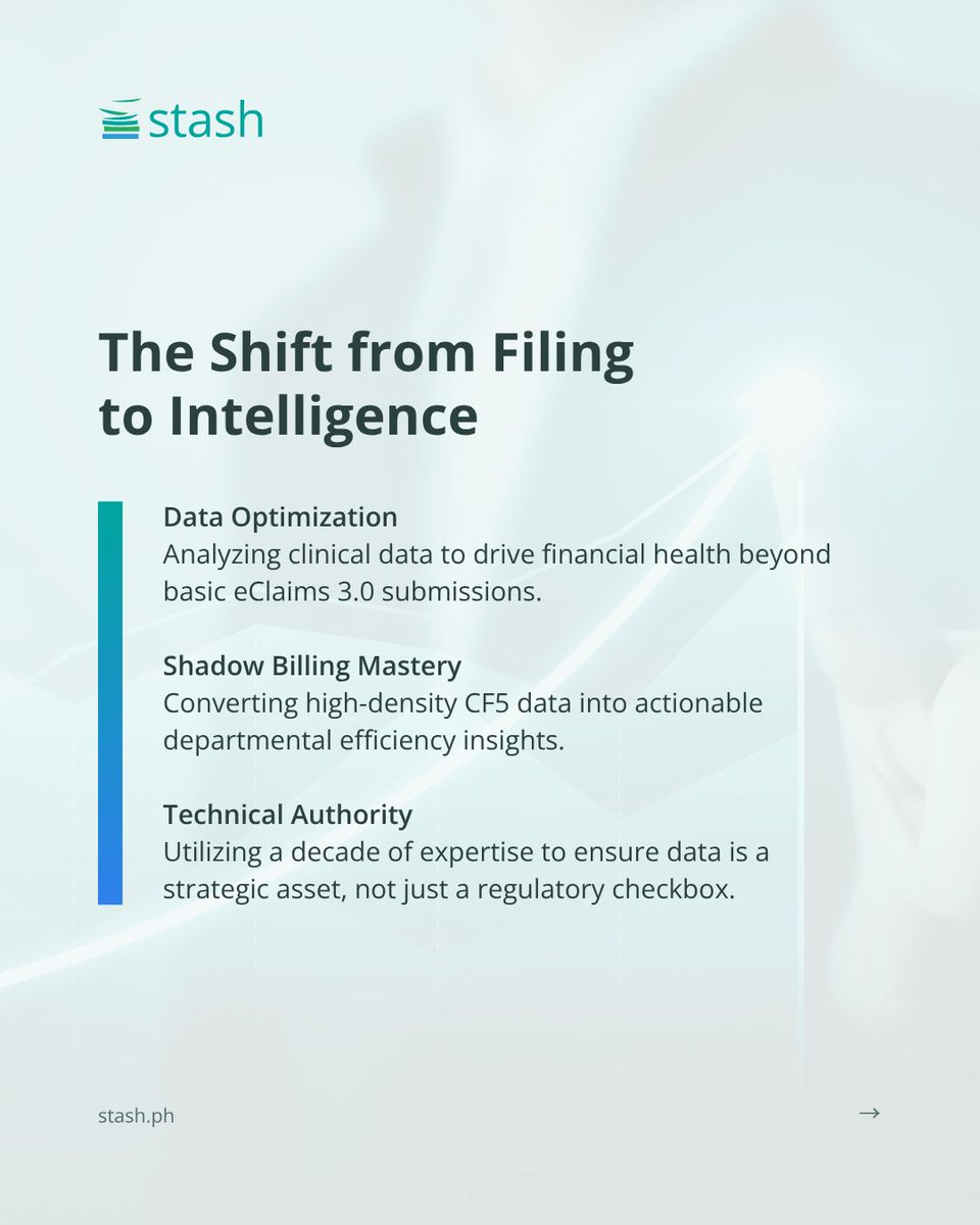 OfficialStashPH's tweet photo. Compliance was the goal for April; intelligence is the goal for May. Stash PH turns eClaims 3.0 data into a strategic roadmap for hospital growth.
Master your data: https://t.co/ZAzUNX7E46 #TheStashStandard #HealthTech https://t.co/5GzzqITJqh