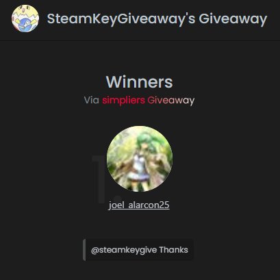 steamkeygive's tweet photo. Winner is @joel_alarcon25 https://t.co/xTQE0yI1Pm