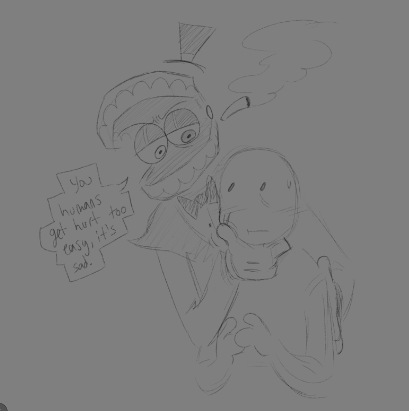Doodle of fed up Caine, OK BACK DO DRAWIN CANON CAINE