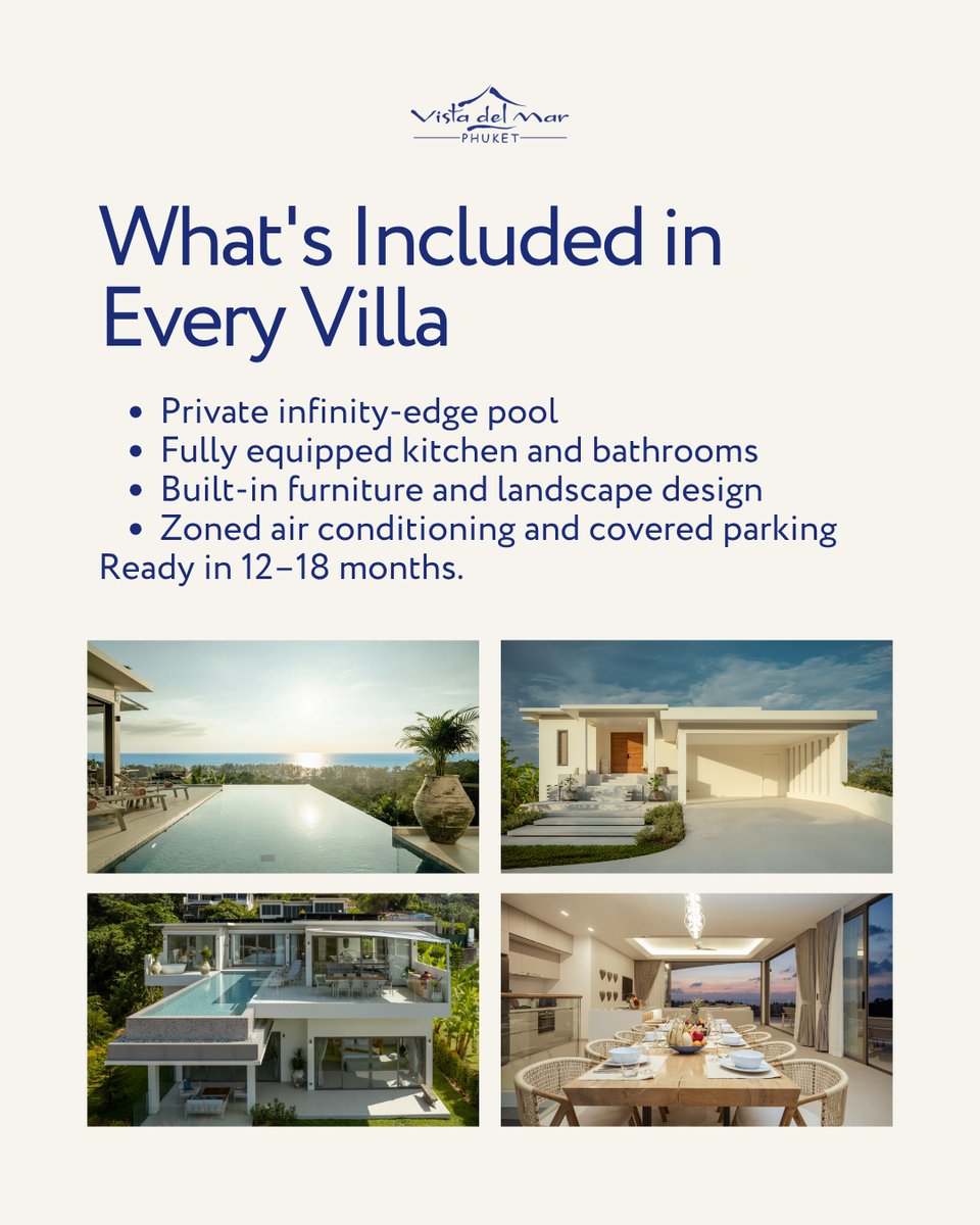 vistadelmarth's tweet photo. Most of Vista del Mar has already been sold. A small selection of 3 to 5-bedroom villas is still available — each with sea views, a private infinity pool, and a location just minutes from one of Phuket's most beautiful beaches. https://t.co/OS9BgJk3Ow https://t.co/ISwLPDW0Yo