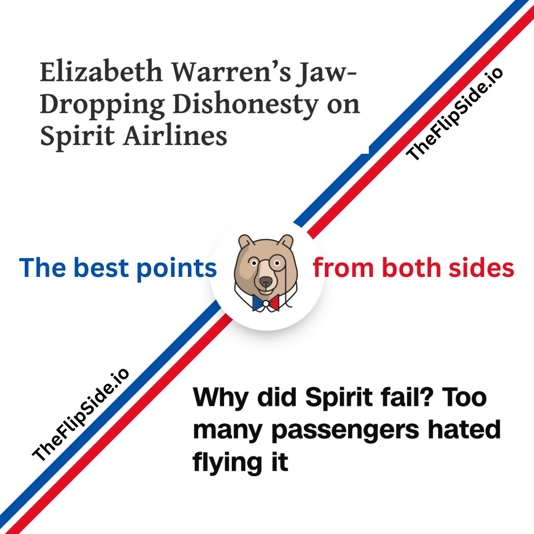 KnowTheFlipSide's tweet photo. We're covering the demise of Spirit Airlines tomorrow. Get the best takes from both sides: https://t.co/FrxbtboOQ9 https://t.co/0Ilm462Uw4