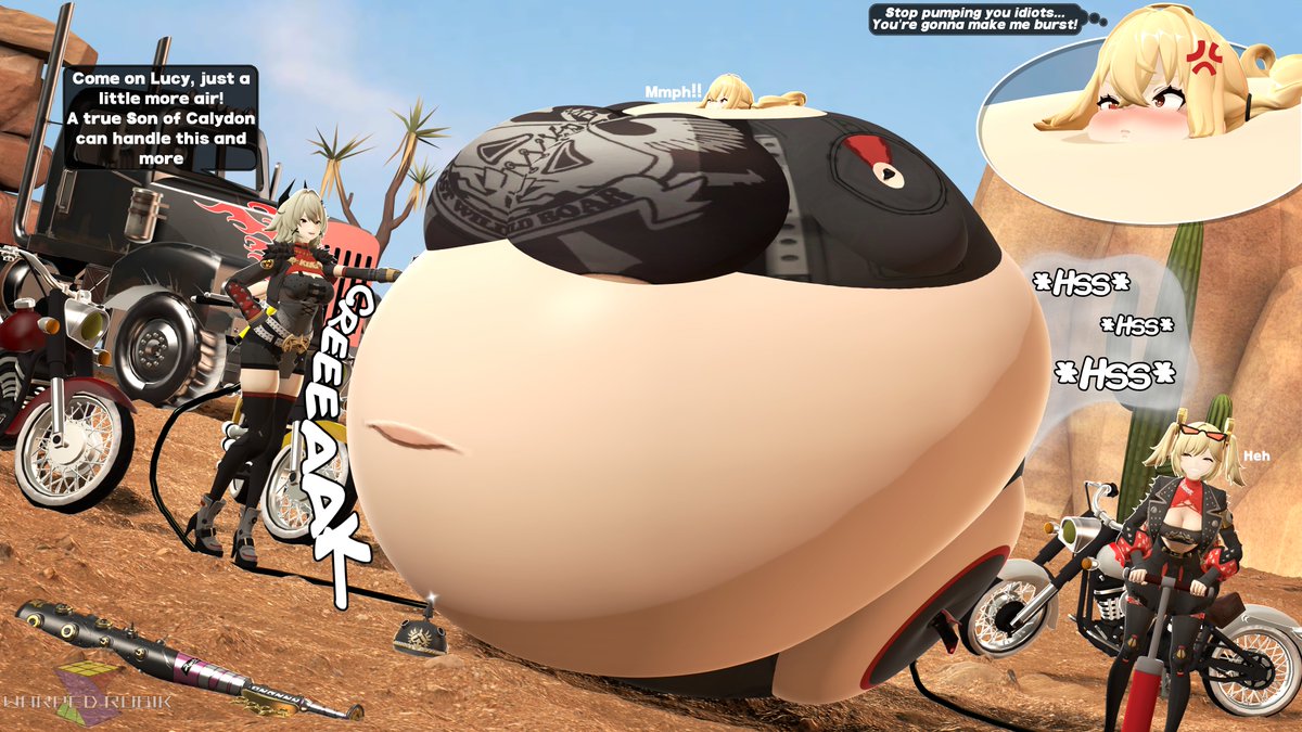 WarpedRubik's tweet photo. What better way to test your faction's members resistance than inflating them like a balloon. At least Lucy's no longer the smallest in the group https://t.co/h52MepqqW1