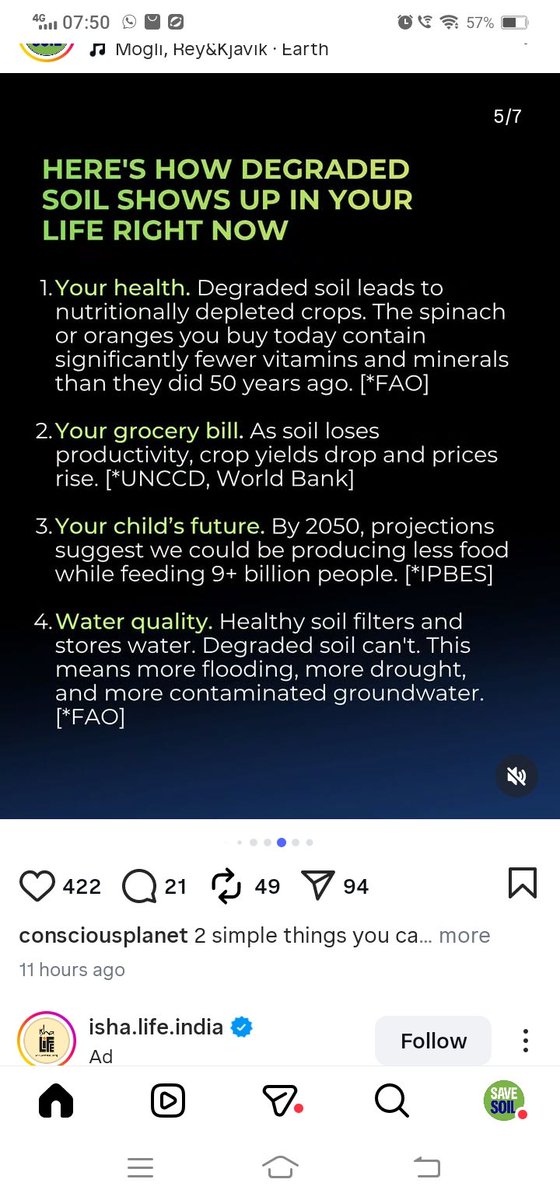 haritharanik's tweet image. Organic content in the #Soil of our Agricultural lands in AP is less than 0.5 % @katchannaidu
@ap_agriculture @shri_govt19930
Please implement #SaveSoil policies in AP
@naralokesh
Action savesoil.org 
#TreeBasedAgriculture