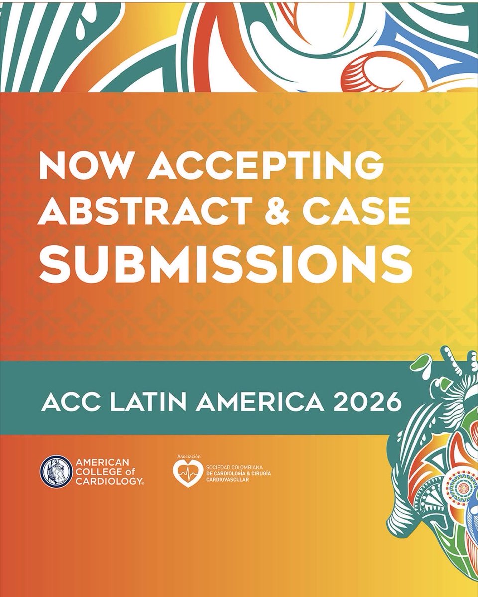drtenezacar's tweet photo. Join colleagues worldwide at #ACCLATAM to explore the latest clinical advances in cardiovascular medicine.
Don’t miss your chance!
Register now:
https://t.co/Z5PiVwAeaM
#ACCIntl #ACCEd
@ACCinTouch @JACCJournals https://t.co/qlQjV1pKG8