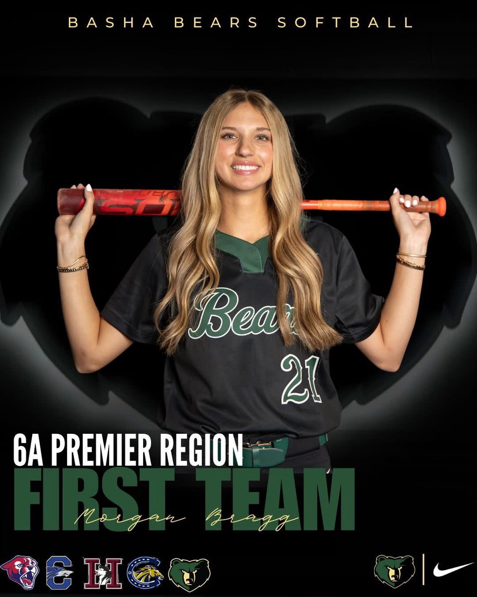 basha_softball's tweet photo. ✨ALL 6A PREMIER REGION✨
1ST TEAM - 2 of 2

Congratulations to our Bears for receiving these prestigious awards. So proud of you ladies! 

Go Bears! 🐻💚

#bashabearssoftball #premierregion https://t.co/EvGEVJivrA
