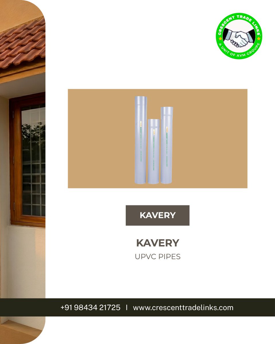 crescent16204's tweet image. Strength in every drop! 🚰 Kavery UPVC Pipes:

🏗️ High Impact: Pressure resistant 
🥦 Lead-Free: Safe water 
☀️ UV Stabilized: Outdoor safe 
🧪 Corrosion-Free: Built to last
📍 Crescent Trade Links, Coimbatore 📞 98434 21725
#UPVC #Coimbatore #crescenttradelink