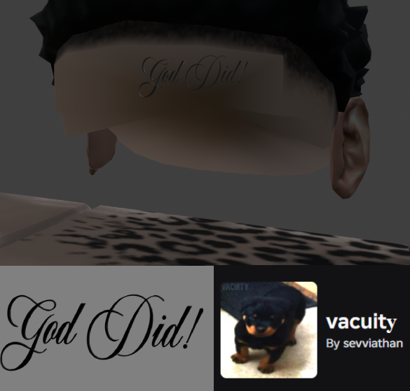 sevviathan's tweet photo. first ugc, face tat
join vacuity - https://t.co/0WIGEAXdHc

#roblox #robloxugc #robloxart #robloxdesigner #robloxdesign https://t.co/lu189WZygh