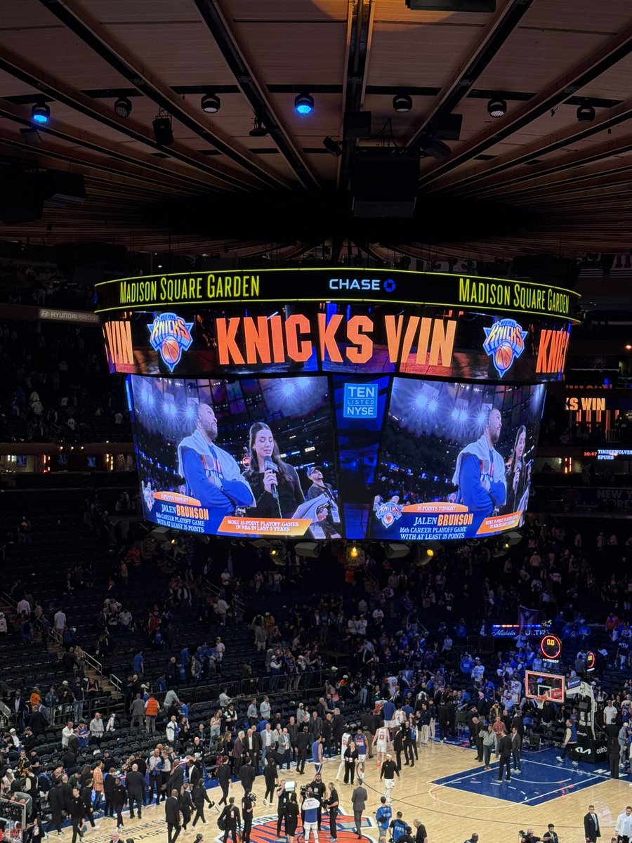 brixram's tweet image. First solo game and what better way than a playoff game. Jobs NOT done! 💙🧡💙🧡#letsgoknicks