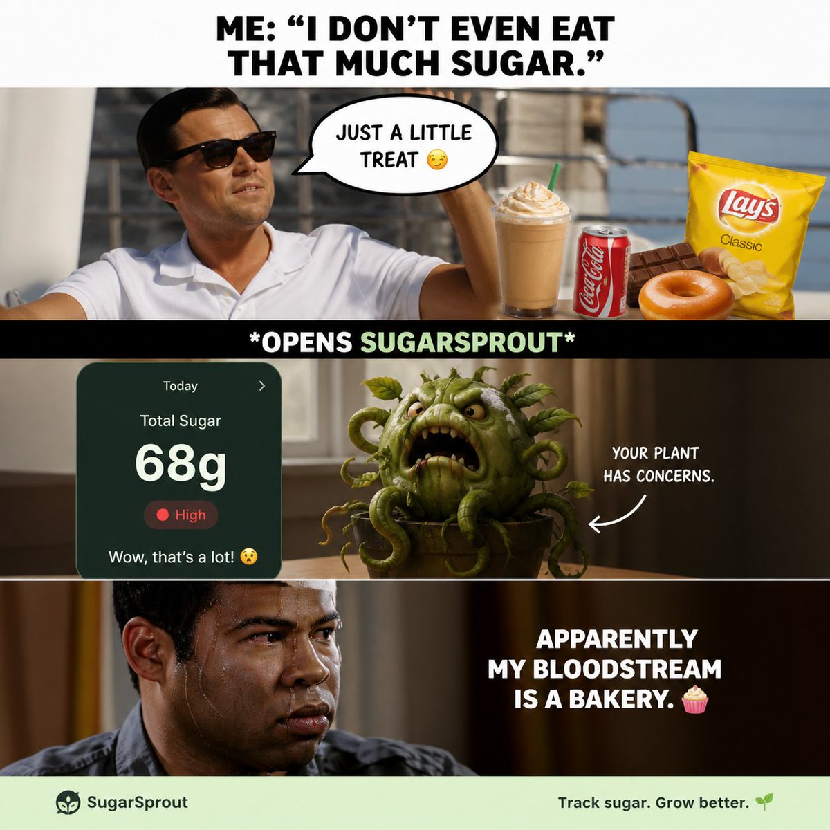 DeeGilgman's tweet photo. @basenft My entry:

I thought I understood my sugar intake…
Then SugarSprout exposed me 😭🌱

Track your sugar.
Watch your plant judge your life choices.

$SUGAR is making health tracking actually fun.
#basenft https://t.co/ySh4wyhPQB