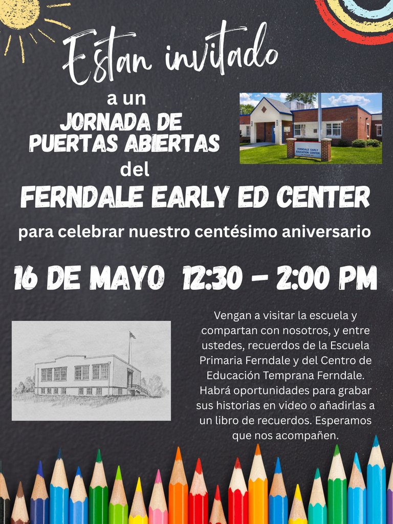 FerndaleEarlyEd's tweet photo. Ferndale School Open House - May 16th  - We invite all alumni to an Open House to celebrate our 100th anniversary. It will be on May 16, 2026 from 12:30-2:00 pm. We are also going to be marching in the parade. If you want to join us, email me (ktvedt@aacps.org). https://t.co/i8AtmCDuxX