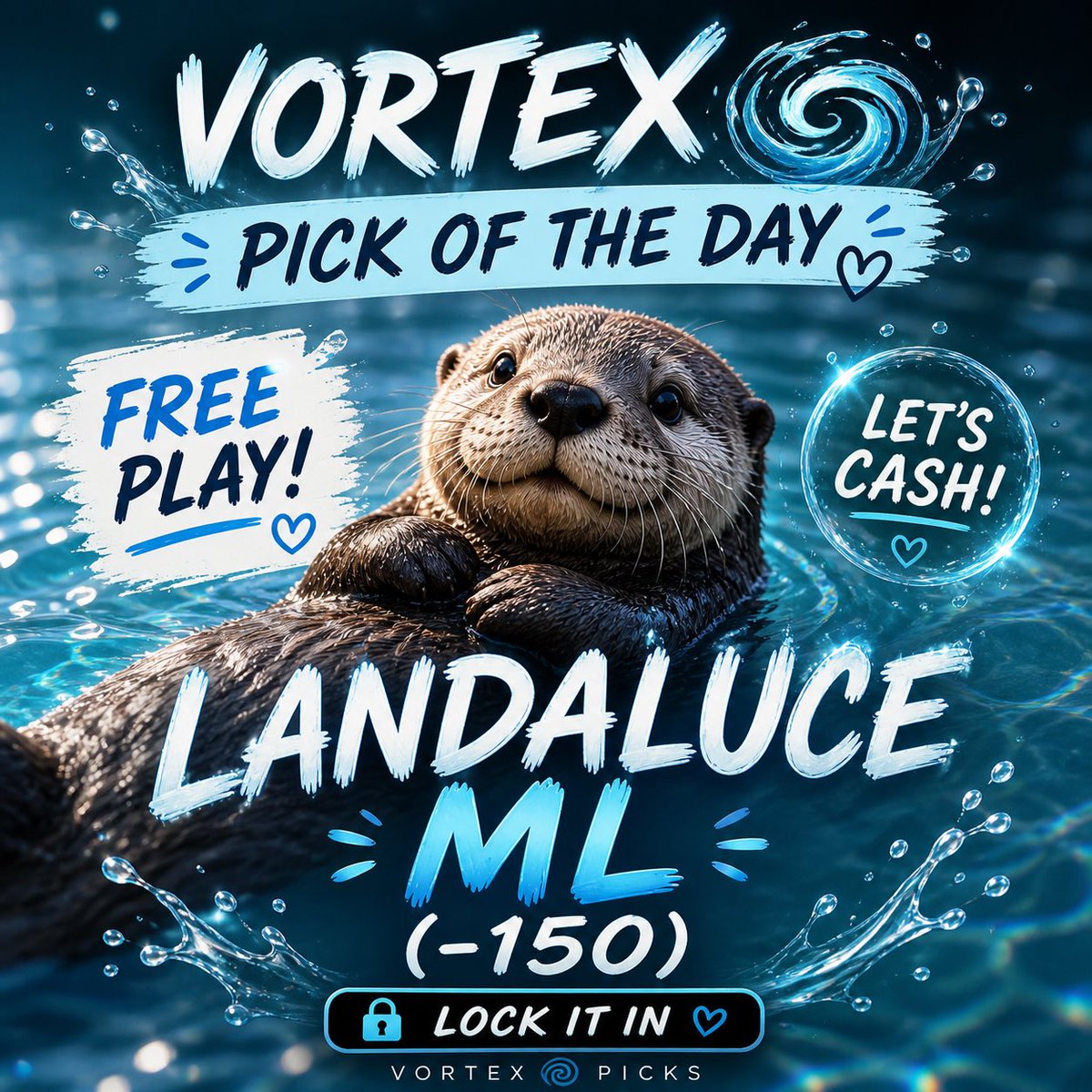 VortexSportsHub's tweet photo. Free play 🌊🦦
Landaluce ML (-150)

Let’s cash💸💰 https://t.co/c4x2g6cuZM