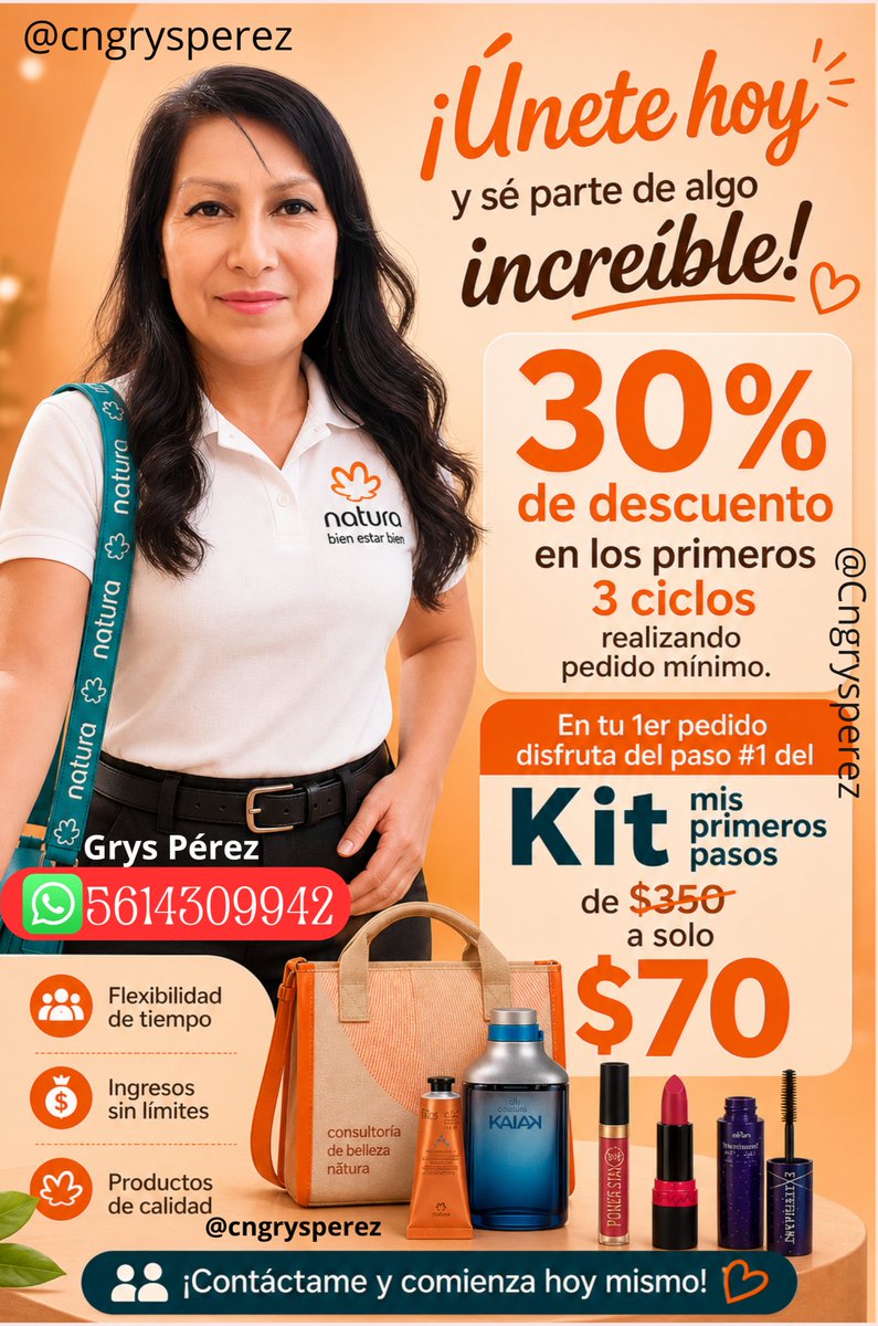cngrysperez's tweet photo. ¡Hola! Te invito a ser parte de la Consultoría de Belleza más grande de Mexico. 
Aprovecha el Kit Mis primeros Pasos con un 80% de descuento 😱 solo pags $70 pesos y recibe $2,000 en productos. 🫶❤️
Registrate aquí: https://t.co/LwPOJHFNsX https://t.co/5eDy8mFByB