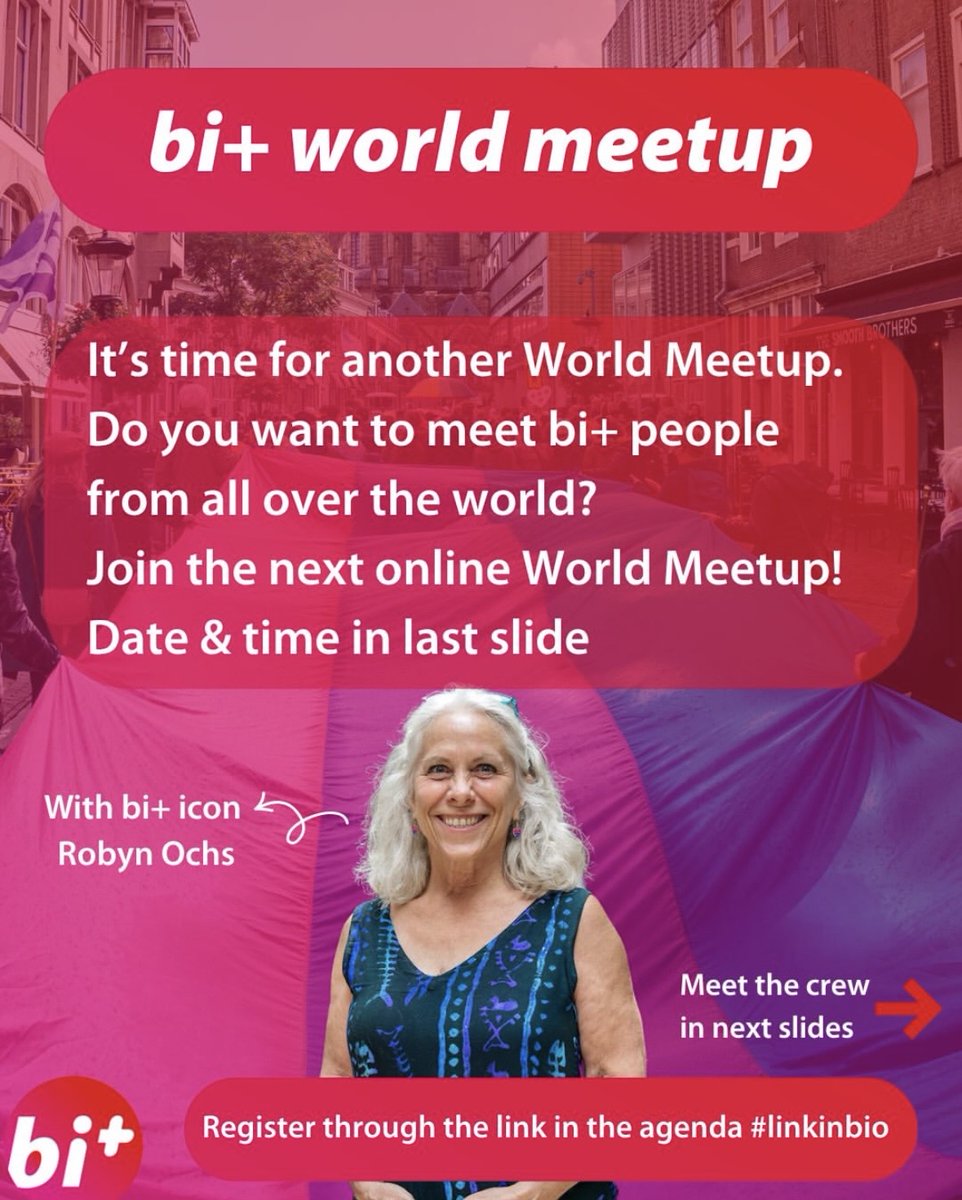 robynochs's tweet photo. Iβll be joining the first Bi+ World Meetup of 2026 on May 22nd at 4 p.m. EDT! This free online event is an affirming opportunity to connect with our global community and share stories. Register here to join the network: https://t.co/8KU9XK9kS3
#BiPlusWorldMeetup #BiPlus https://t.co/eVuSQ7QvUa