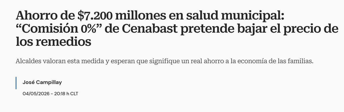 El ministerio de salud de la ministra Chomalí suprimirá la comisión del 7%  que se le cobraba a los municipios por los medicamentos a Cenabast, ahora bajarán de precio y los municipios ahorrarán plata.