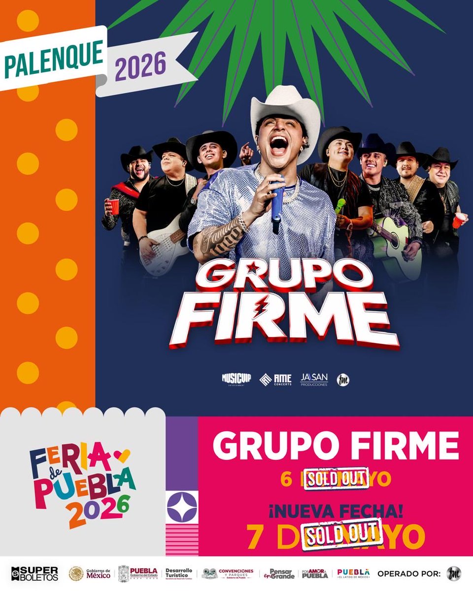 pue_noticias's tweet image. 🎤🔥 SOLD OUT TOTAL 🔥🎤
La locura por Grupo Firme en la Feria de Puebla 2026 es REAL 💥

💣 6 de mayo… ¡AGOTADO!
💣 7 de mayo… ¡NUEVA FECHA y también SOLD OUT!

Gracias por hacer historia una vez más 🙌
#GrupoFirme #FeriaDePuebla2026 #SoldOut #PalenquePuebla