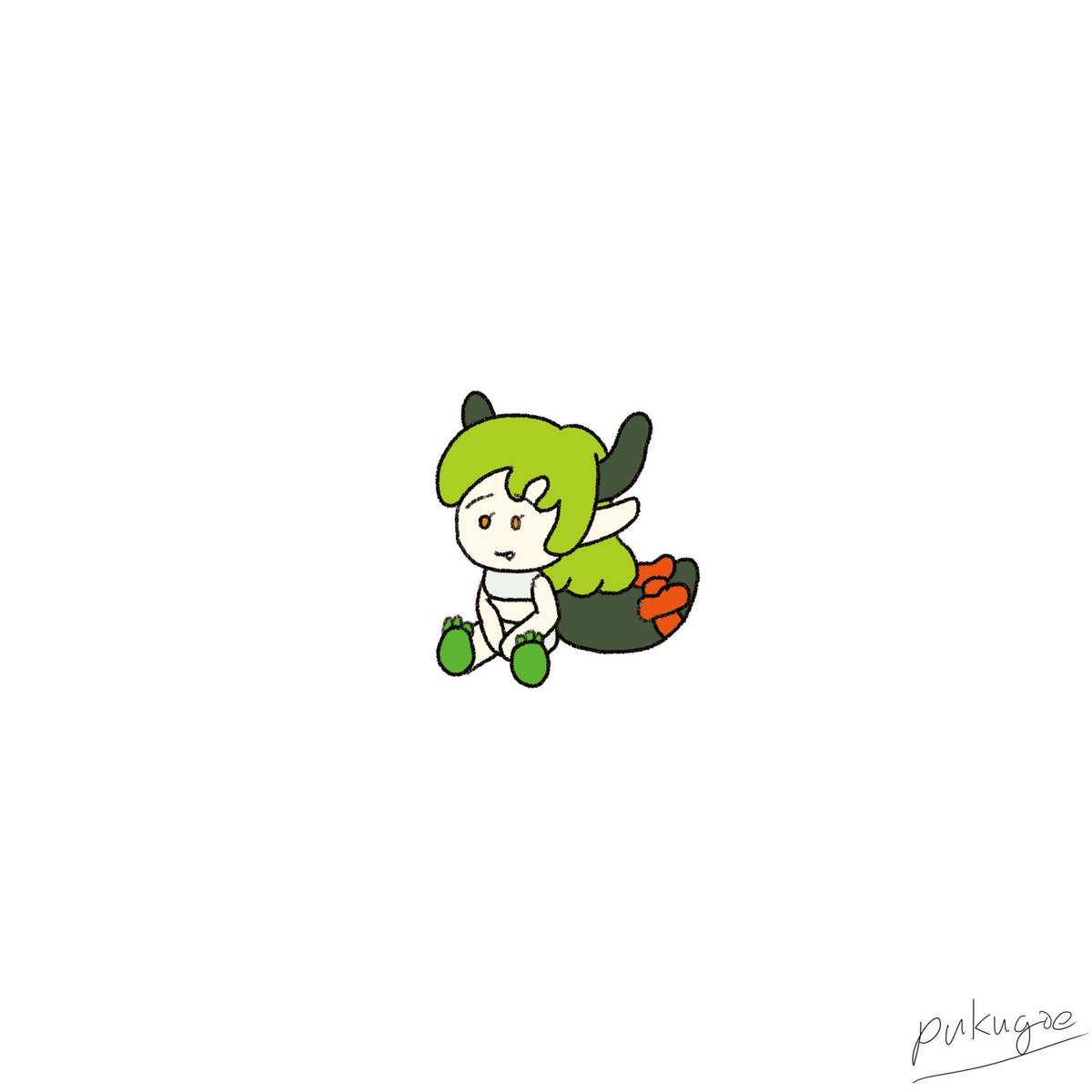 「本日の30分集中描き(-15分) おすわり」|プクゴエのイラスト