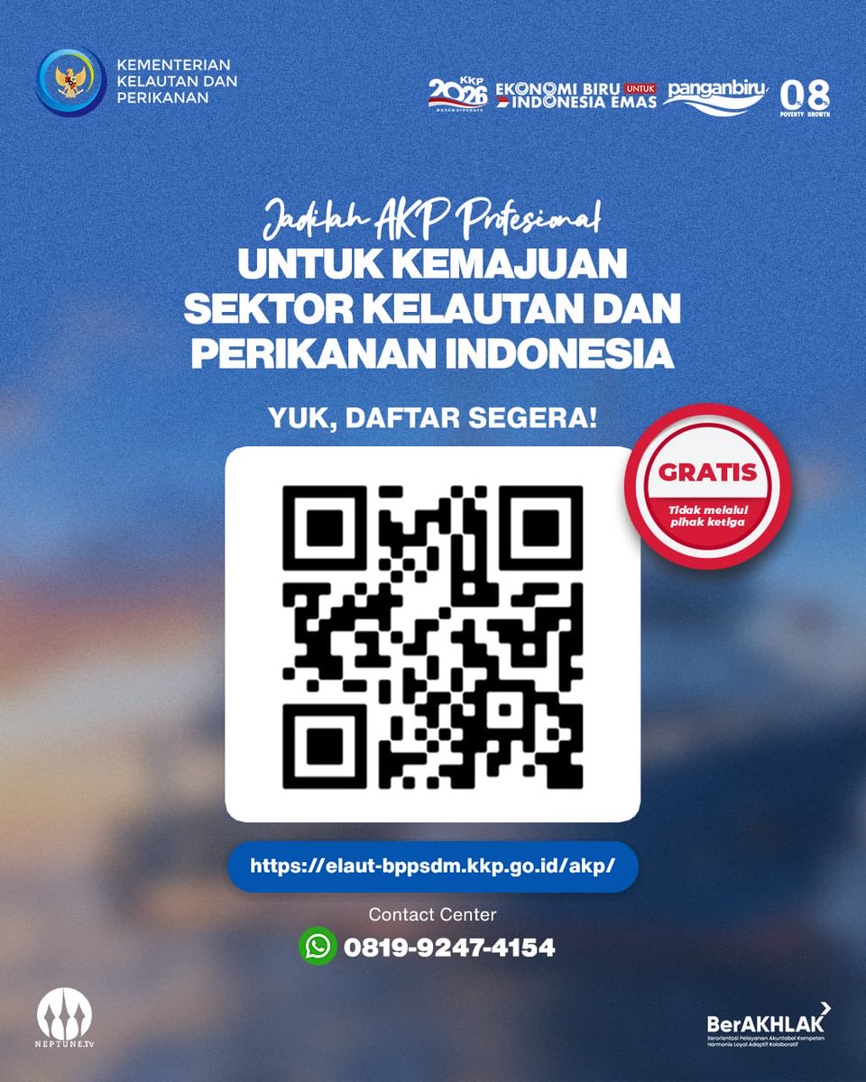 doantriharsono's tweet photo. Sahabat Bahari, proses seleksi dilakukan secara objektif, transparan, tanpa biaya &amp; jalur khusus, serta tidak melibatkan pihak ketiga.
DAFTAR SEGERA! Hanya melalui web resmi https://t.co/DUpn63C5P9 
#2026KKPGrowStronger #KKPGOID @kkpgoid @saktitrenggono https://t.co/kQIjvCeIlm