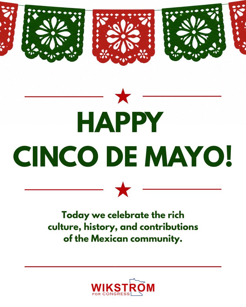 Wikstrom2026's tweet photo. Happy Cinco de Mayo! #WIKSTROM #wikstromforcongress https://t.co/PNI0EOM8MF