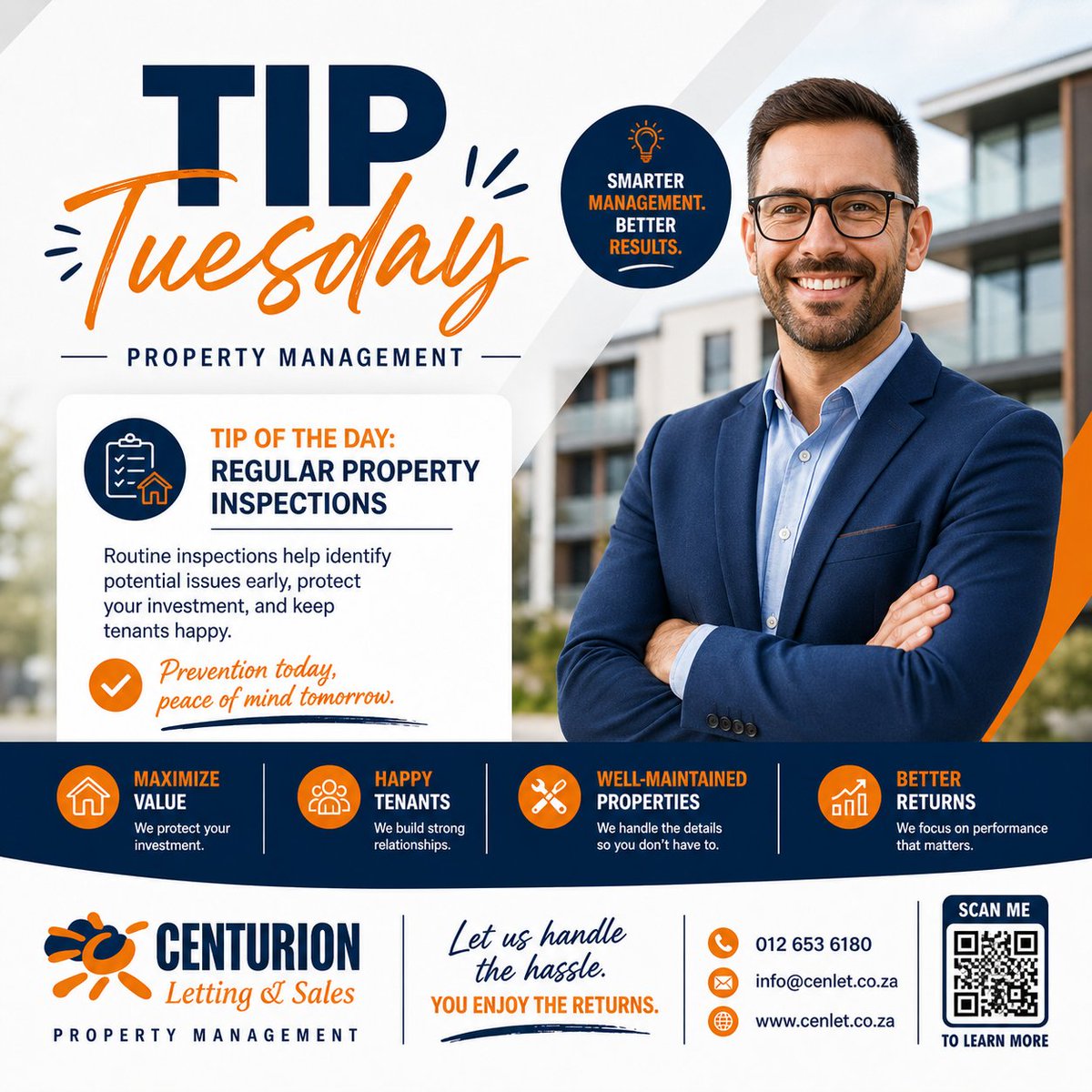 cenletcenturion's tweet image. 💡 Tip Tuesday
Regular inspections = fewer surprises 🏡
Protect your investment &amp;amp; keep tenants happy.
Let us handle the rest.
🌐 cenlet.co.za⁠
#TipTuesday #propertymanagement