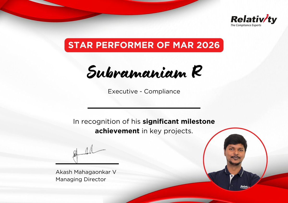 relativityoffl's tweet photo. 🏆 March 2026 Star Performer Spotlight 🏆 Your dedication motivates everyone around you to do better and aim higher! 🚀 

#StarPerformer #SuccessStory #TeamSpirit #Excellence #MotivationDaily #MarchAchievements #WorkCulture https://t.co/u4cEOBWyy9