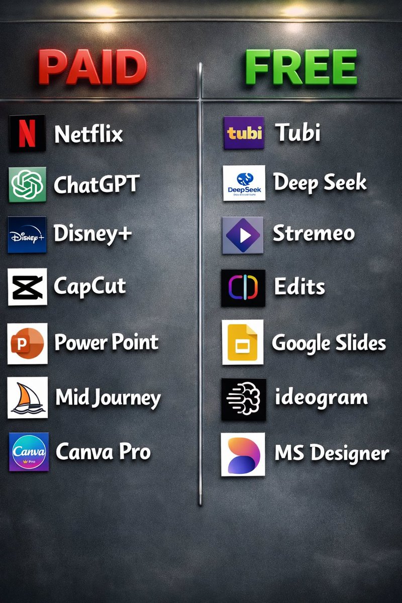 TechElyra's tweet photo. Hidden Secret 🤫

Most Popular Paid Apps Have FREE Alternatives!” https://t.co/vvrrTSHkKH