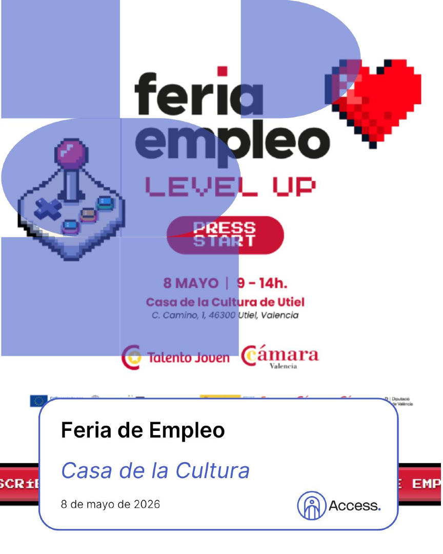 ¡Atención Utiel y alrededores!
¿Buscas trabajo? ¡Esta es tu oportunidad!
Feria de Empleo Level Up
📆 Viernes, 8 de mayo
📍 Casa de la Cultura (C/ Camino, 1)
🕘 9:00 a 14:00

#ConéctatealEmpleo
👇
f.mtr.cool/pplcfqzkfa