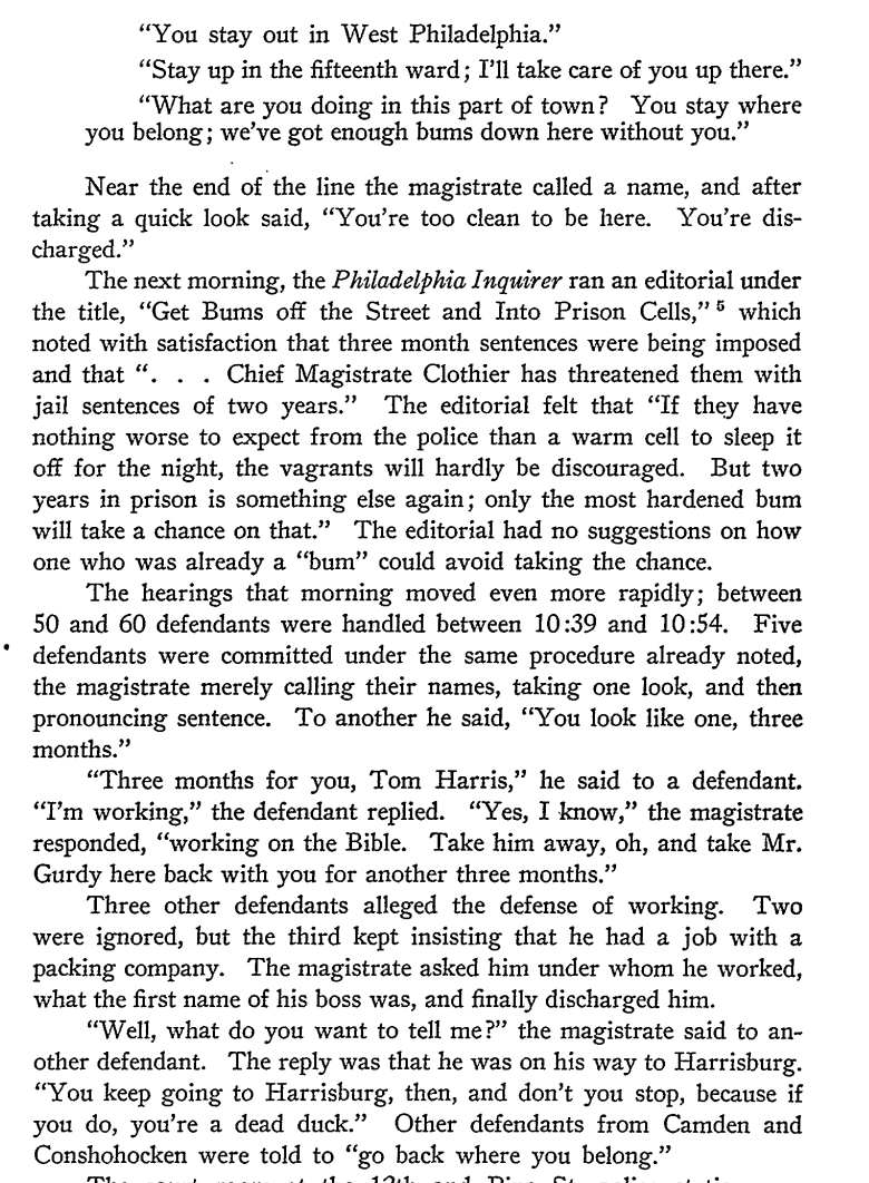 In 1956, law professor Caleb Foote describes how Philadelphia police ...