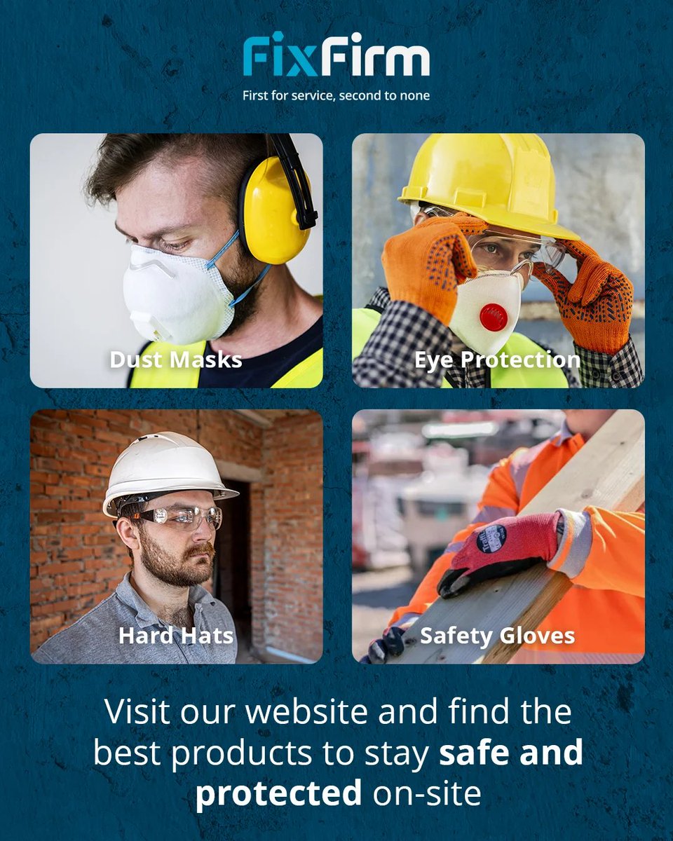 FixFirmGroup's tweet photo. A safe site is a productive site!👷

Whether you’re working at height, handling tools, or operating in high-heat conditions, the right PPE is essential.

Find the best products to stay safe: https://t.co/TDAxECgFF6

#ConstructionSafetyWeek https://t.co/NV3b7gdiSy