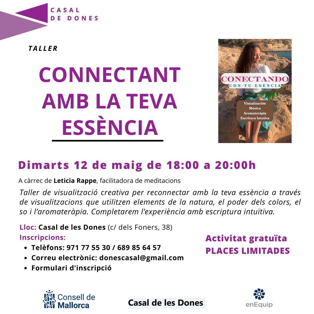 casaldones's tweet photo. Connexió amb la teva essència

Un taller per reconnectar amb tu a través de l’aromateràpia, l’escriptura intuïtiva, el poder dels colors i el so.
Un espai per explorar el teu món interior.
📍 Lloc: Casal de les Dones
🗓 Data: Dimarts 12 de maig
⏰ Horari: De 18.00 a 20.00 https://t.co/xRbIJQXS0v