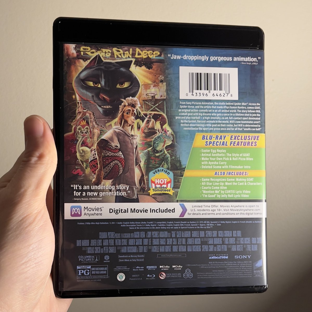 HighDefDiscNews's tweet image. /// #NewArrival ///

GOAT on 4K UHD Blu-ray via @SonyPicsAtHome. Now available, also on Blu-ray, today. #4K #Bluray #PhysicalMedia #GOAT @The_Goat_Movie #TheGOATMovie #StephenCurry #animated #animation @SonyAnimation #basketball

News story below 👇🏼 

🗞️ highdefdiscnews.com/2026/03/25/ani…