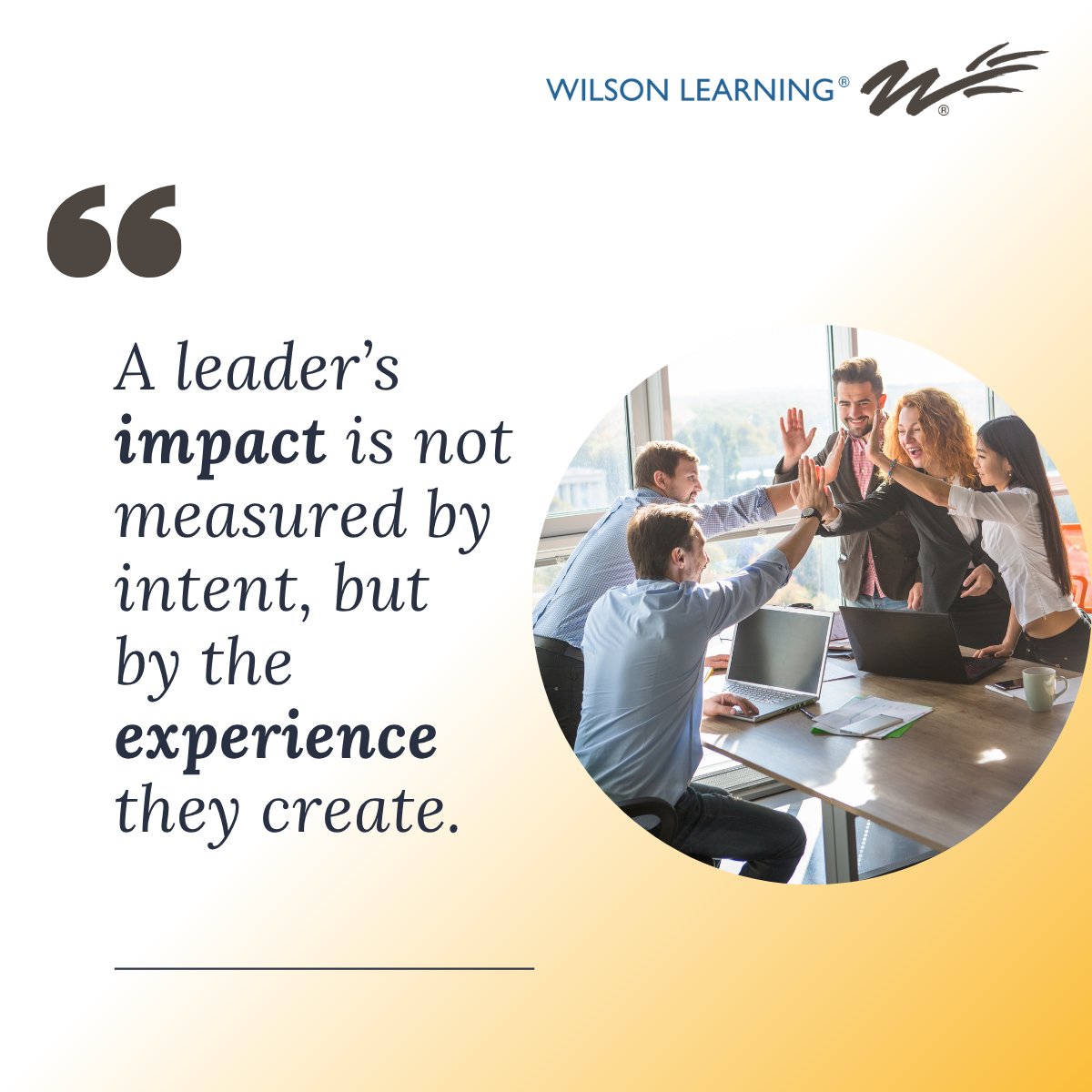 WilsonLearning's tweet photo. What leaders intend and what teams experience aren’t always the same.

#learninganddevelopment #traininganddevelopment #leadershiptraining #leadershipdevelopment https://t.co/3eSV011inK