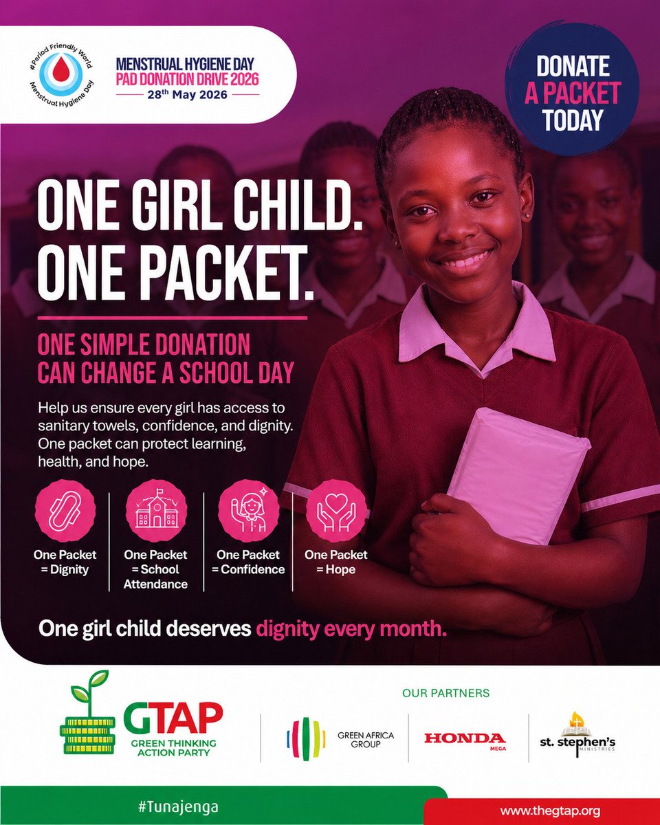 GTAPKenya's tweet photo. In Kitui County, nearly 1 in every 2 school going girls miss school each month because of period poverty.
This is not just a statistic it is lost lessons, missed dreams, and interrupted futures.
Join us in changing the story for girls in Kitui.
#kox #girlstar#Empowering https://t.co/WQ1NRXFn8M