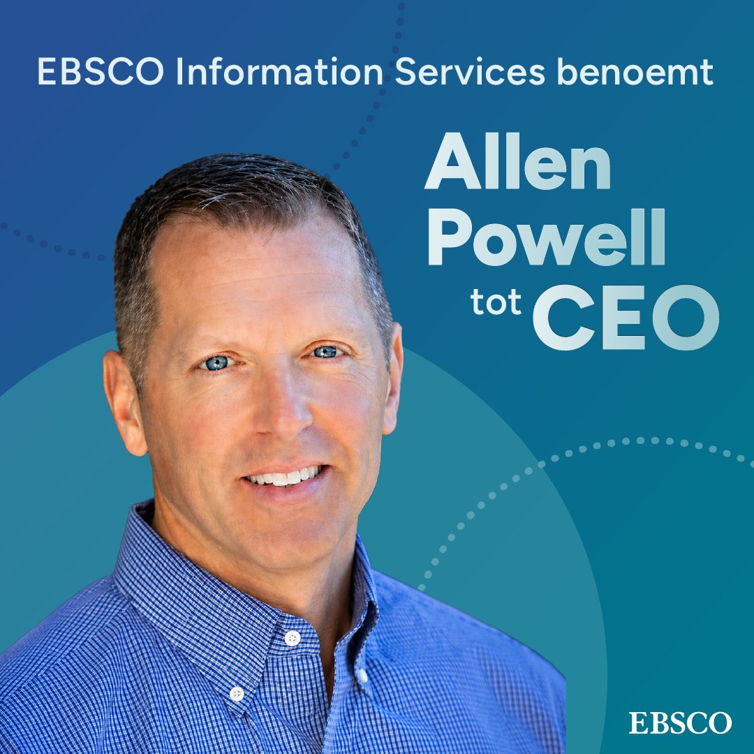 NIEUWS: EBSCO benoemt Allen Powell tot CEO

Powell werkt al meer dan drie decennia in leidinggevende functies bij EBSCO, en brengt naast uitgebreide ervaring ook inzicht in de klanten, producten en langetermijnstrategie van het bedrijf mee.

Lees meer: 🔗 m.ebsco.is/uoDRo