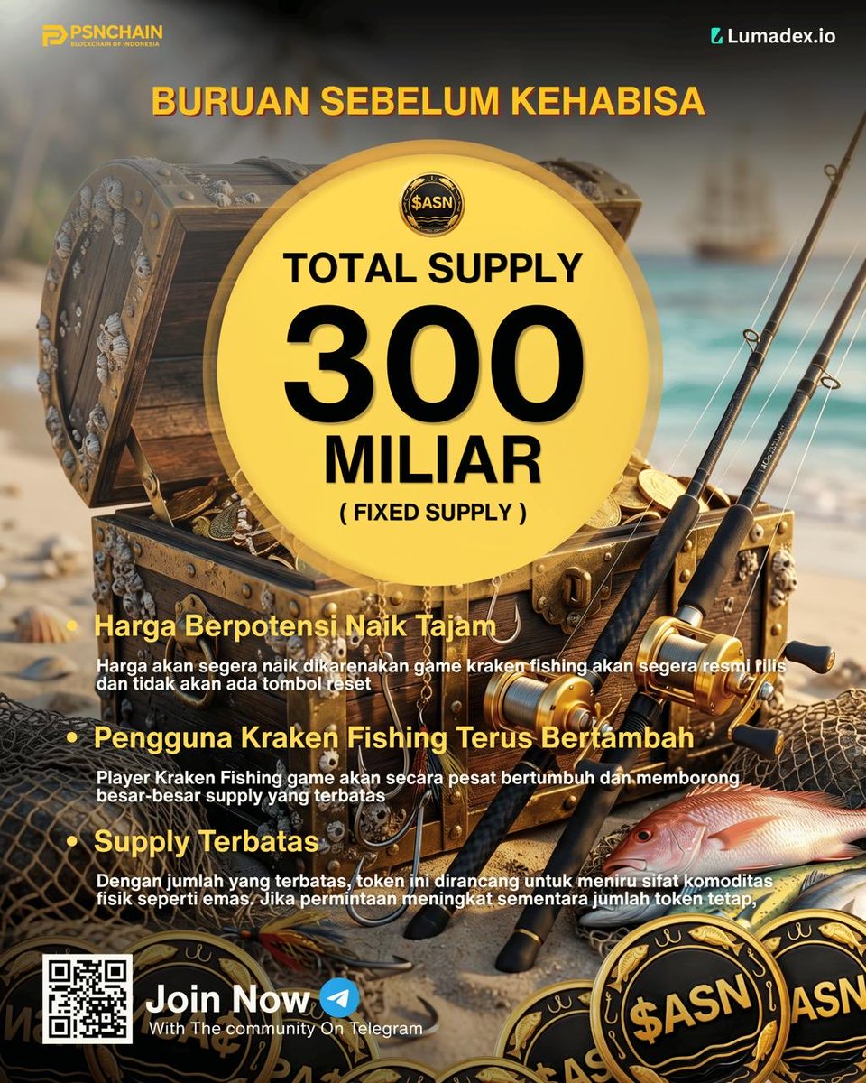 AsiansToken's tweet photo. Don't Miss Out on $ASN! 🚀
​With a fixed supply of 300B and the upcoming Kraken Fishing game launch, the upside potential is huge. Secure your tokens now before players sweep the remaining supply! https://t.co/ntnkCVL4f2