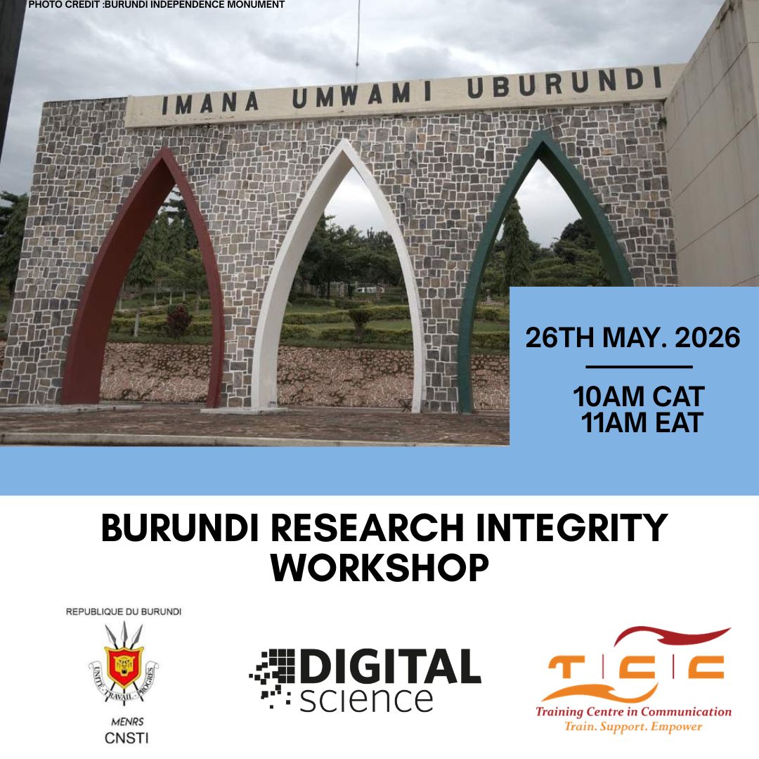 tccafrica's tweet photo. The Burundi National Research Integrity Workshop &amp;
@TCCAfrica, in partnership with @digitalsci and the Commission Nationale de la Science, la Technologie et l'Innovation (CNSTI), invites you to the Burundi National Research Integrity Workshop.

This virtual workshop will bring https://t.co/ZUV2lyOCco