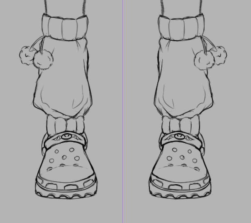 Sempirium's tweet photo. Jumpscare!

#vtuber #WIP #crocs #sketch https://t.co/WJkOBZFpRs