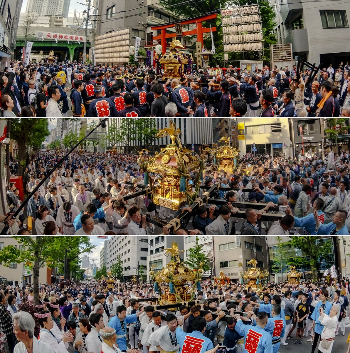 satoagg's tweet photo. ゴールデンウィークの東京近郊ネタ、三崎稲荷神社(千代田区 神田三崎町)例大祭です。
見所は、水道橋から神保町までの白山通りを通行止めにして、9基の町会神輿の連合渡御です。
動画( #3D #VR180)をYouTubeと #DEOVR にアップしました。↓ https://t.co/J1SadtjXCX