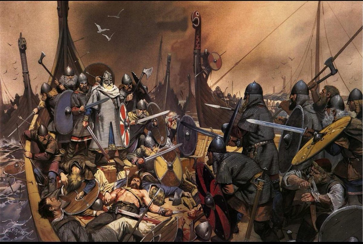 _GVNTHER_'s tweet photo. Olaf Tryggvason’s last stand — Angus McBride https://t.co/dyBGuWKwxa