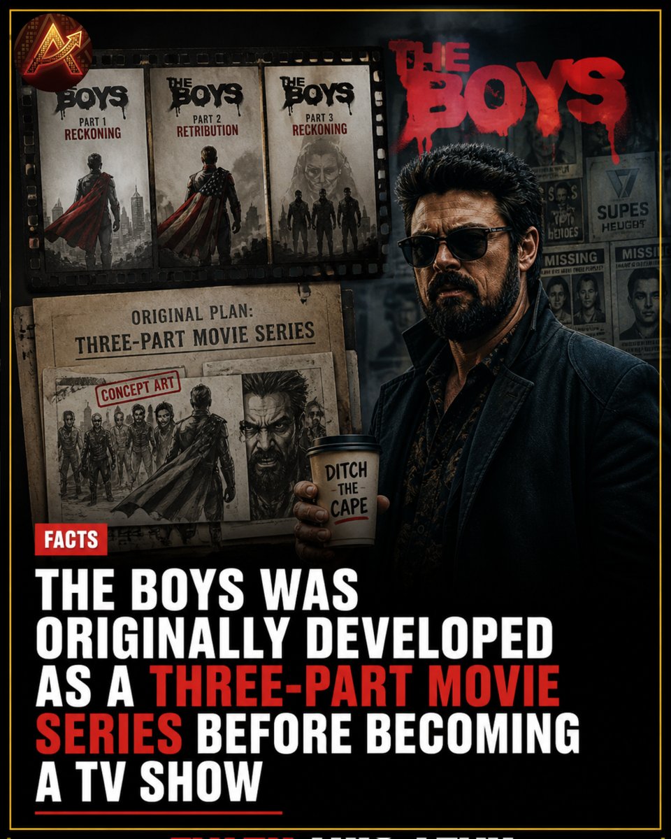 PixelThroneX's tweet photo. The Boys: From Movie Trilogy to Hit TV Show

Before it became the massive Prime Video hit we know today, The Boys was originally pitched and developed as a three-part movie series! Can you imagine the chaotic, blood-soaked world of Vought, Homelander, and Billy Butcher condensed into just three films? Thankfully, the project evolved and found its true home as a television series, giving creators the time and space to deliver hours of the diabolical madness fans love.

#TheBoys #PrimeVideo #BillyButcher #Homelander #VoughtInternational #TVFacts #MovieTrivia #BehindTheScenes #SuperheroSatire #ComicBookTV #DidYouKnow #EntertainmentNews #GarthEnnis #TheBoysTV
