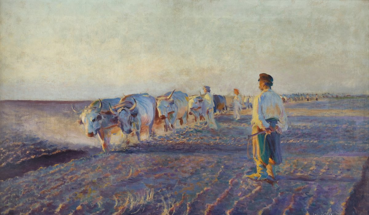 Valent6228's tweet photo. Plowing in the Ukraine (1892) - Leon Wyczółkowski (1852–1936) #realism #monumentality https://t.co/OB9uYxrXKa